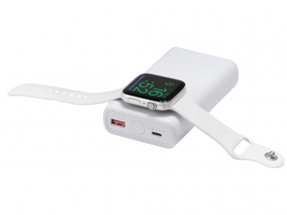 Внешний беспроводной аккумулятор 2-в-1 с функцией зарядки Apple Watch, QC/PD AtomIQ, 10000 мАч, белый Внешний беспроводной аккумулятор 2-в-1 с функцией зарядки Apple Watch, QC/PD AtomIQ, 10000 мАч, белый