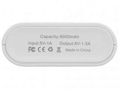 Портативное зарядное устройство Lantern, 9000 mAh, белое, данные