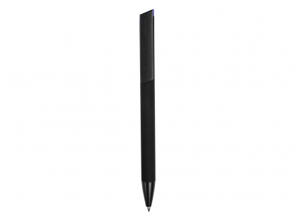 Ручка металлическая шариковая Taper Metal soft-touch, черная с синим