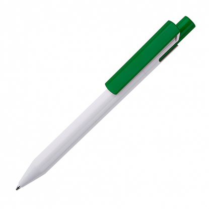 Ручка шариковая Zen, белая с зелёным