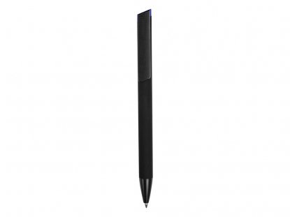 Ручка металлическая шариковая Taper Metal soft-touch, черная с синим