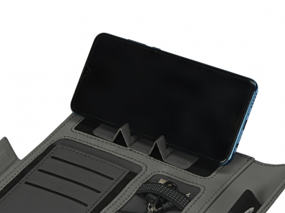 Органайзер с беспроводной зарядкой Powernote, 5000 mAh, черный, подставка для телефона