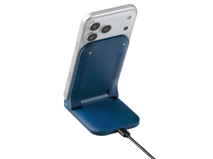 Беспроводное зарядное устройство Foldy, 15 Вт, темно-синее