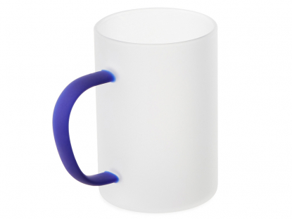 Стеклянная матовая кружка для сублимации Акцент, синяя