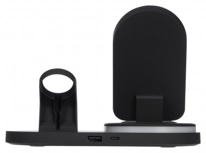 Складная зарядная станция с беспроводной зарядкой Flashport, 15 Вт, черная