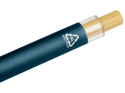 Ручка шариковая из переработанного алюминия Blossom, синяя