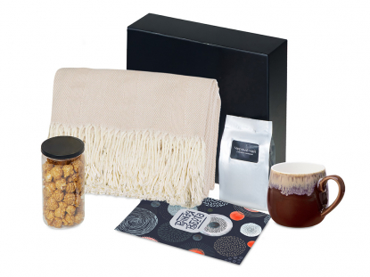 Подарочный набор Re:y. Haven с пледом, кружкой и чаем, бордовый