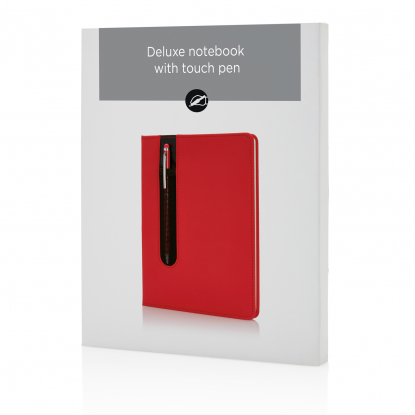Блокнот для записей Deluxe формата A5 и ручка-стилус, красный, коробка