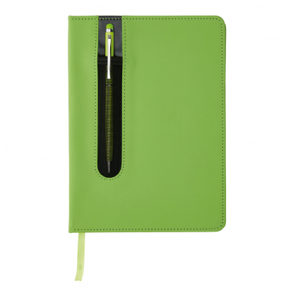 Блокнот для записей Deluxe формата A5 и ручка-стилус, зеленый