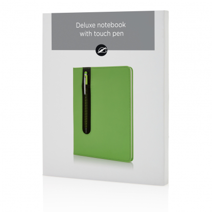 Блокнот для записей Deluxe формата A5 и ручка-стилус, зеленый, коробка