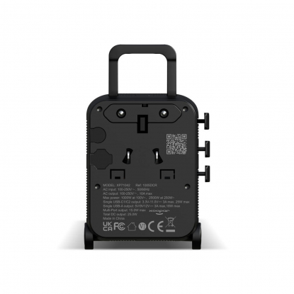 Универсальный адаптер Xoopar Luggie со встроенными вилками типов EU, UK, US и AUS, черный