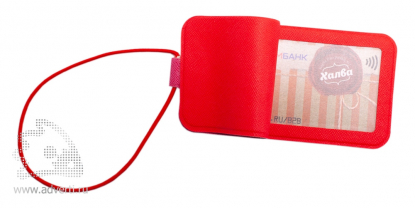 Багажная бирка на резинке с полноцветной печатью, красная, вид внутри