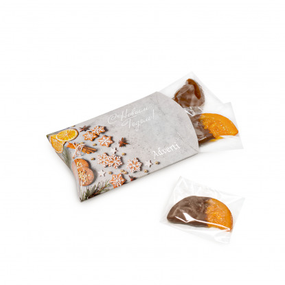 Апельсиновые дольки в шоколаде, коробка с готовым дизайном