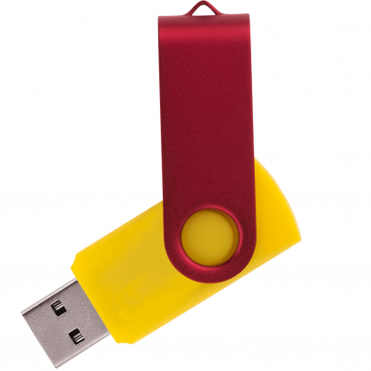 Флешка TWIST COLOR, жёлтая с красным