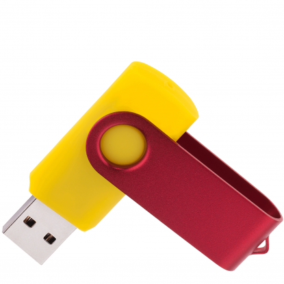 Флешка TWIST COLOR, жёлтая с красным