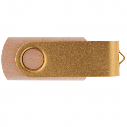 Флешка TWIST WOOD COLOR, светлая с золотистым
