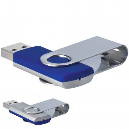 Флешка TWIST MIX, синяя с серебристым