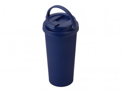 Вакуумная термокружка Grant, soft-touch, темно-синий