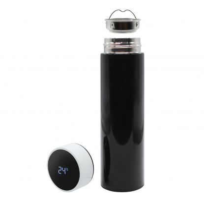Термос с датчиком температуры Reactor duo black, черный с белым
