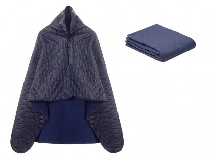 Плед-пончо 2-в-1 Cappy с капюшоном и мешком, темно-синий