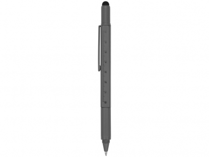 Ручка-стилус металлическая шариковая Tool, с уровнем и отверткой, серая