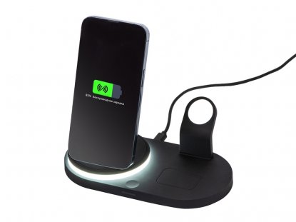 Складная зарядная станция с беспроводной зарядкой Flashport, 15 Вт, черная