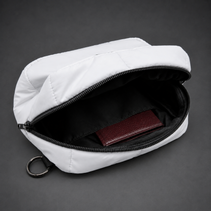 Несессер Superbag Bubble, стёганый, на молнии, с креплением на кольцо-карабин, белый