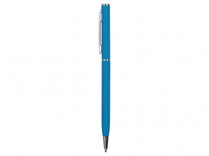 Ручка металлическая шариковая Атриум софт-тач, голубая, вид сбоку