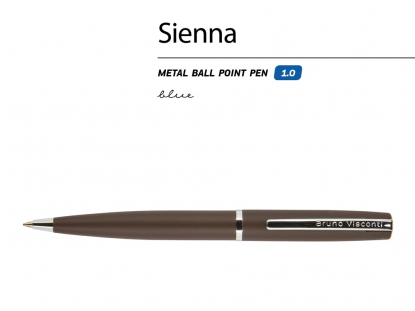 Ручка металлическая шариковая Sienna, софт-тач, коричневая