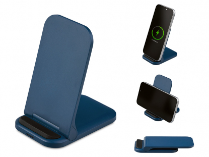 Беспроводное зарядное устройство Foldy, 15 Вт, темно-синее