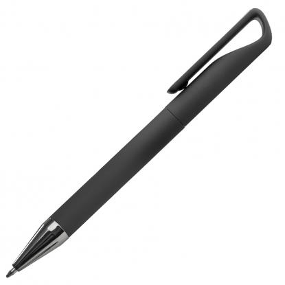 Ручка шариковая GLOSSY GUN с покрытием soft touch, черная