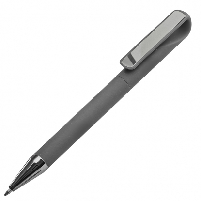 Ручка шариковая GLOSSY GUN с покрытием soft touch, серая