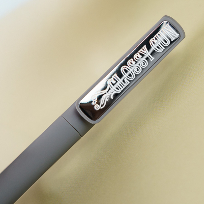 Ручка шариковая GLOSSY GUN с покрытием soft touch, серая