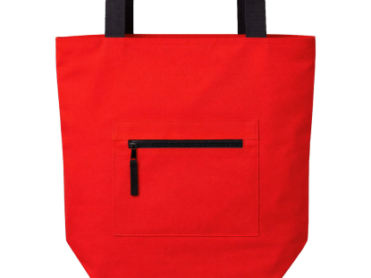 Сумка на молнии Zipper Neo из хлопка 280 г c карманом на молнии спереди, красная