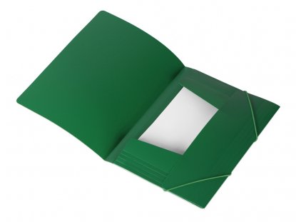 Папка А4 на резинке, зеленая, открытая