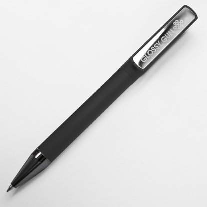 Ручка шариковая GLOSSY GUN с покрытием soft touch, черная