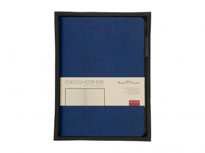 Ежедневник недатированный Boston с серым обрезом, синий