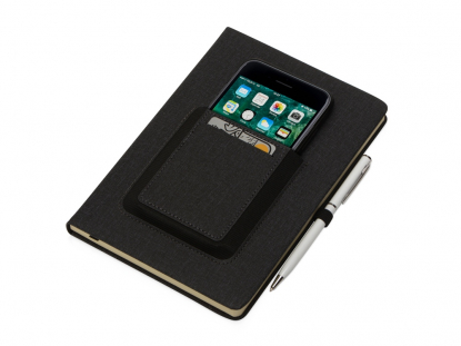 Блокнот А5 Pocket с карманом для телефона, черный, пример использования