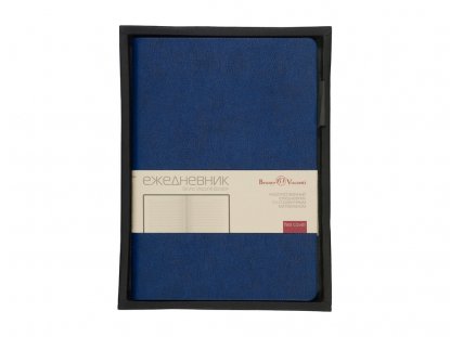 Ежедневник недатированный Boston с серым обрезом, синий