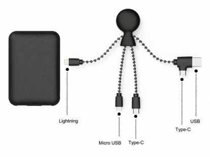 Портативное зарядное устройство BioPack c кабелем Mr. Bio, 5000 mAh, черное