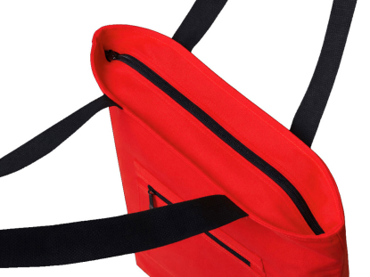 Сумка на молнии Zipper Neo из хлопка 280 г c карманом на молнии спереди, красная