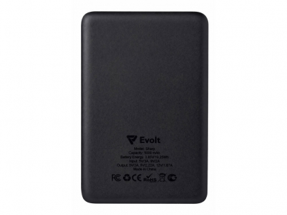 Внешний аккумулятор с QC/PD Шарп, 5000 мАч, черный