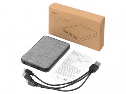 Внешний аккумулятор из rPET Reborn, 5000 mAh, комплектация