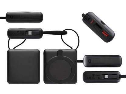 Магнитный беспроводной внешний аккумулятор c подсветкой лого Энчант, 10000 мАч