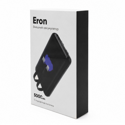 Внешний аккумулятор Eron с подсветкой гравировки, 5000 mAh, синий