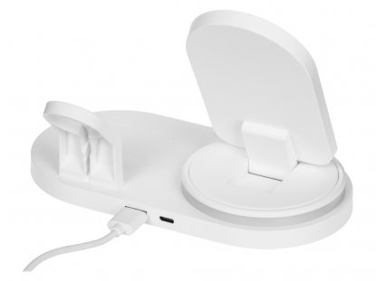 Складная зарядная станция с беспроводной зарядкой Flashport, 15 Вт, белая