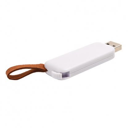 USB flash-карта STRAP, белая, сбоку