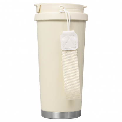 Термокружка Cosmostar, бежевая с серебром