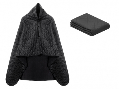 Плед-пончо 2-в-1 Cappy с капюшоном и мешком, черный