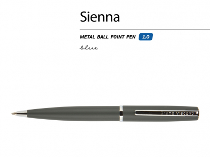 Ручка металлическая шариковая Sienna, софт-тач, серая
